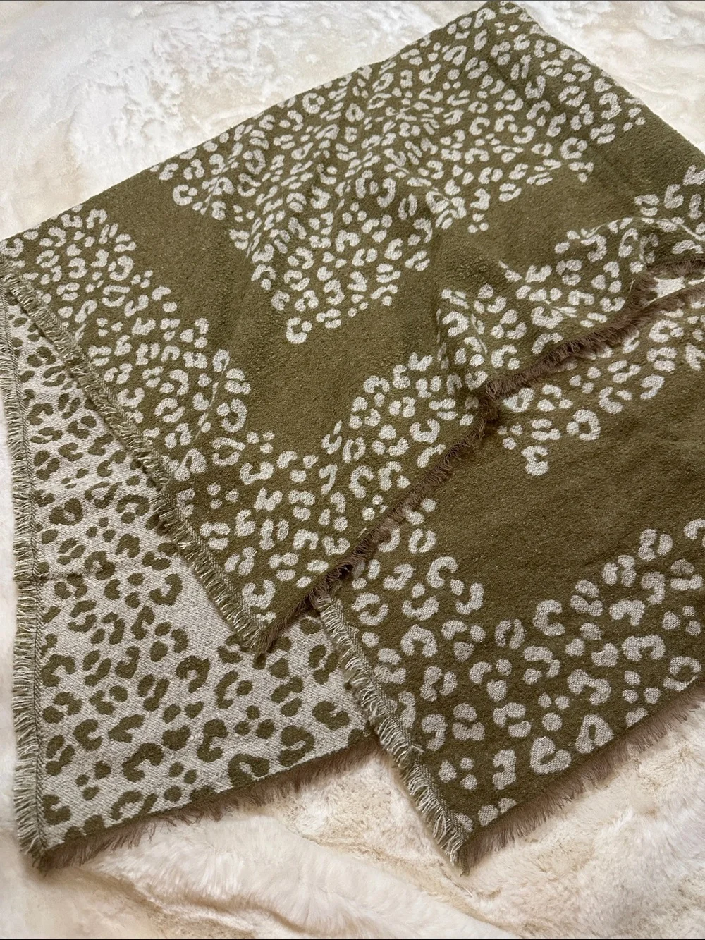 Madewell Olive brown and Cream Leopard Wrap Scarf